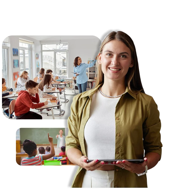 Teacher with students in classroom